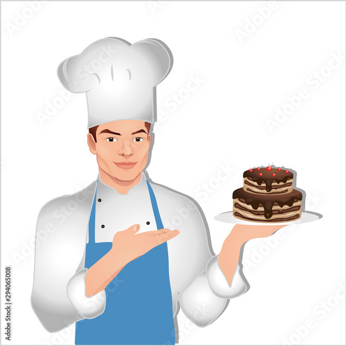 Chef with cake. Wall stickers