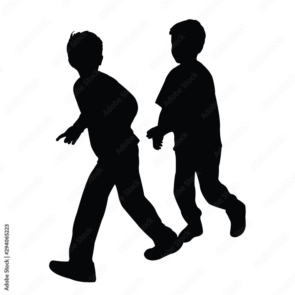 children running silhouette vector