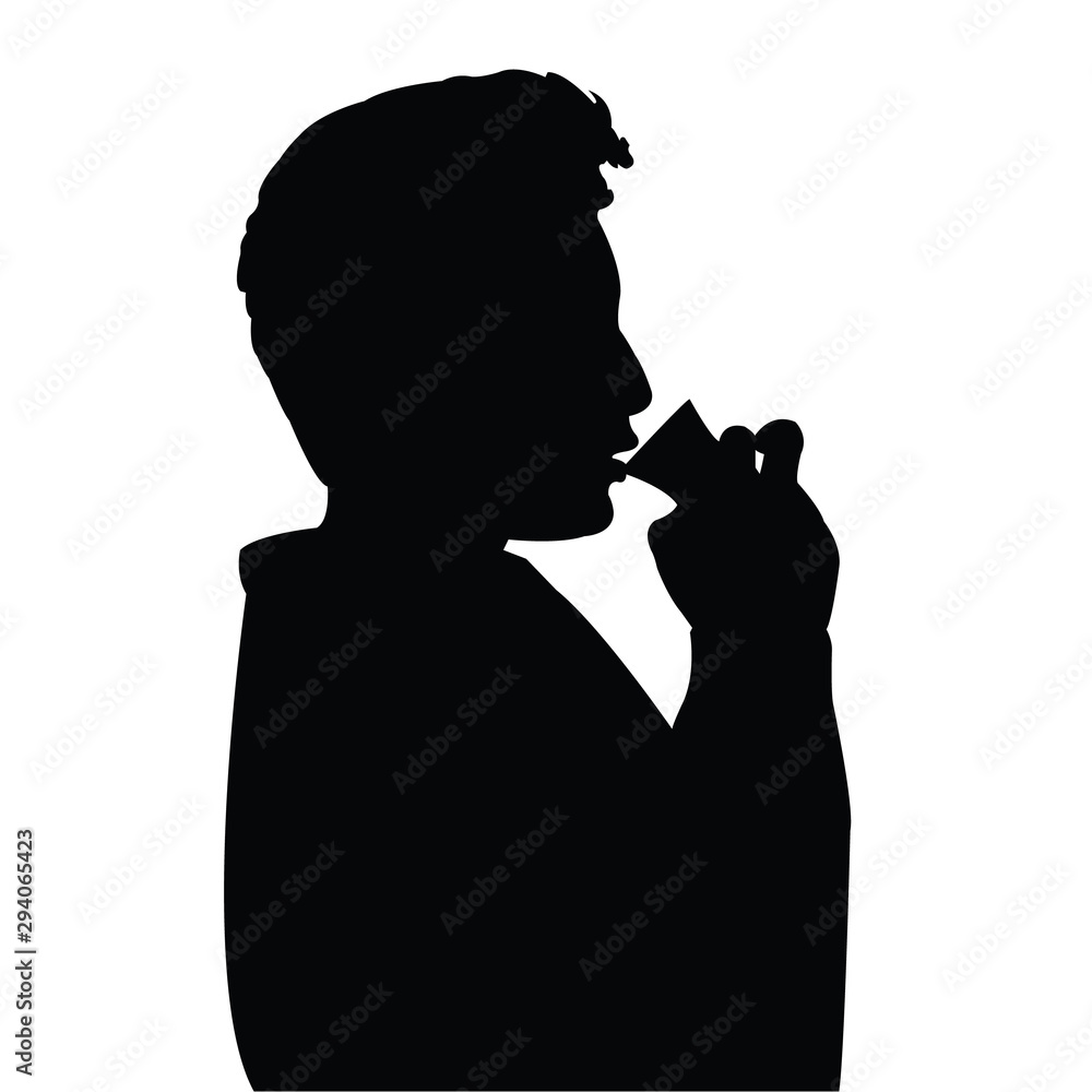 a young man drinking silhouette vector a young man drinking silhouette vector