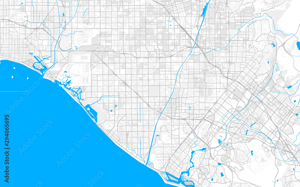Rich detailed vector map of Fountain Valley, California, USA