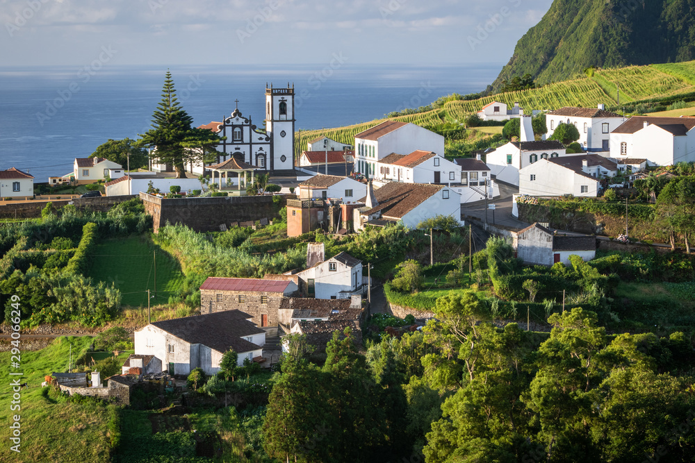 View of Pedreira village at northeast coast of Sao Miguel island, Azores, Portugal