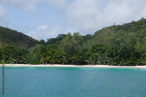Seychelles' paradise baches as seen from the boat