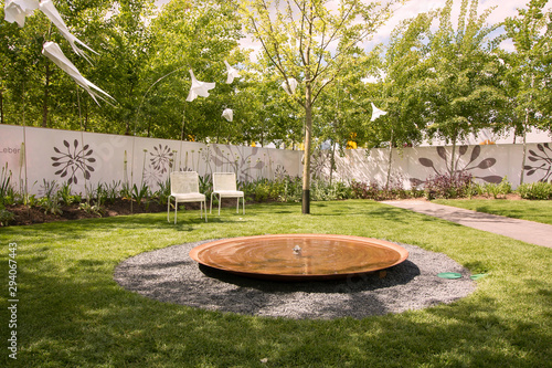 Corten waterbasin in the park