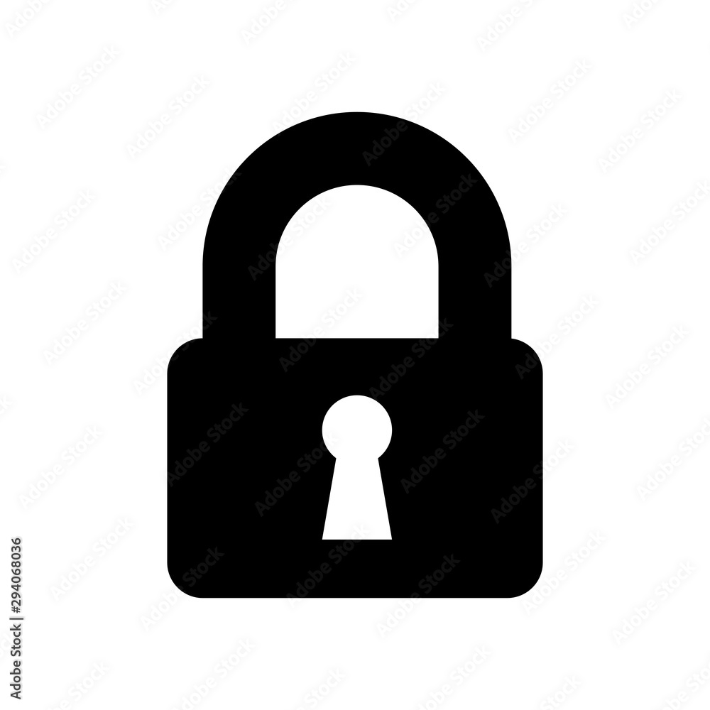 Simple black lock icon isolated on white background Simple black lock icon isolated on white background