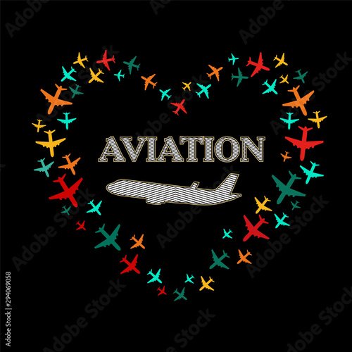 Aviation with airplains vector illustration