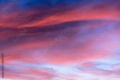Sunset sky in bright colors of pink and blue © Mary Lynn Strand
