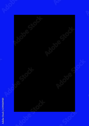 Czarny prostokąt w niebieskiej ramie 
