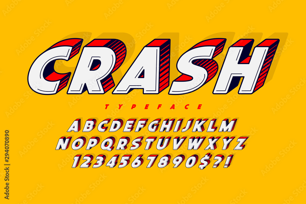 Trendy 3d comical font design, colorful alphabet