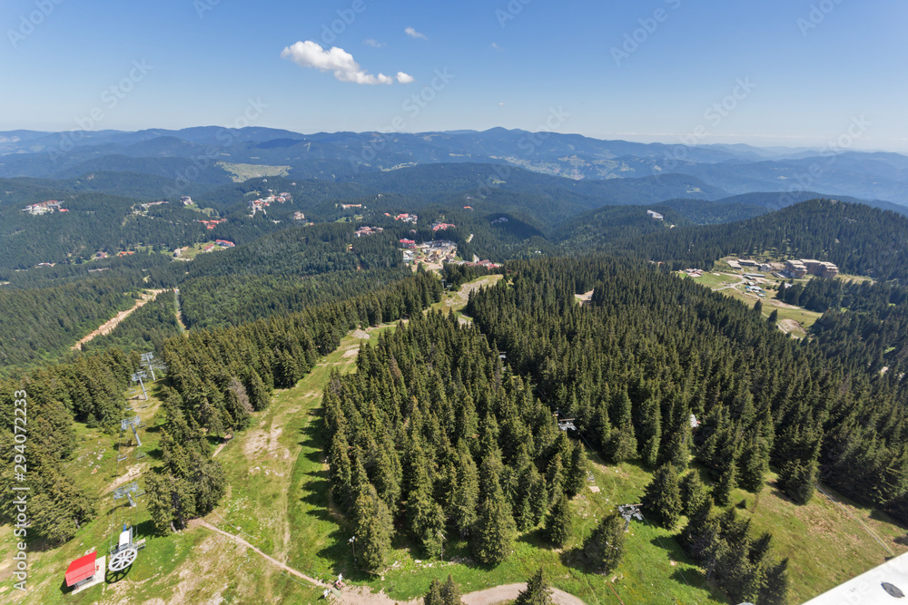 Landscape of Rhodope Mountains from Snezhanka tower, Bulgaria