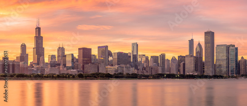 Chicago downtown buildings skyline panorama © blvdone