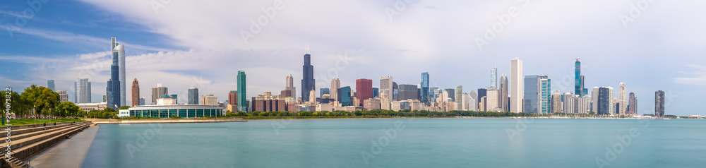 Fototapeta premium Chicago panoramę budynków w centrum miasta