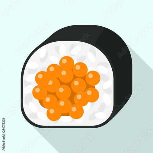 Caviar sushi icon. Flat illustration of caviar sushi vector icon for web design