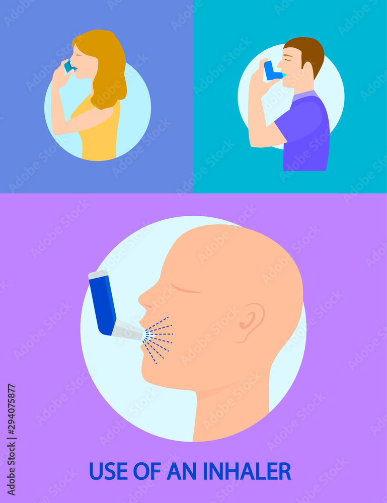 Inhaler banner set. Flat illustration of inhaler vector banner set for web design Inhaler banner set. Flat illustration of inhaler vector banner set for web design