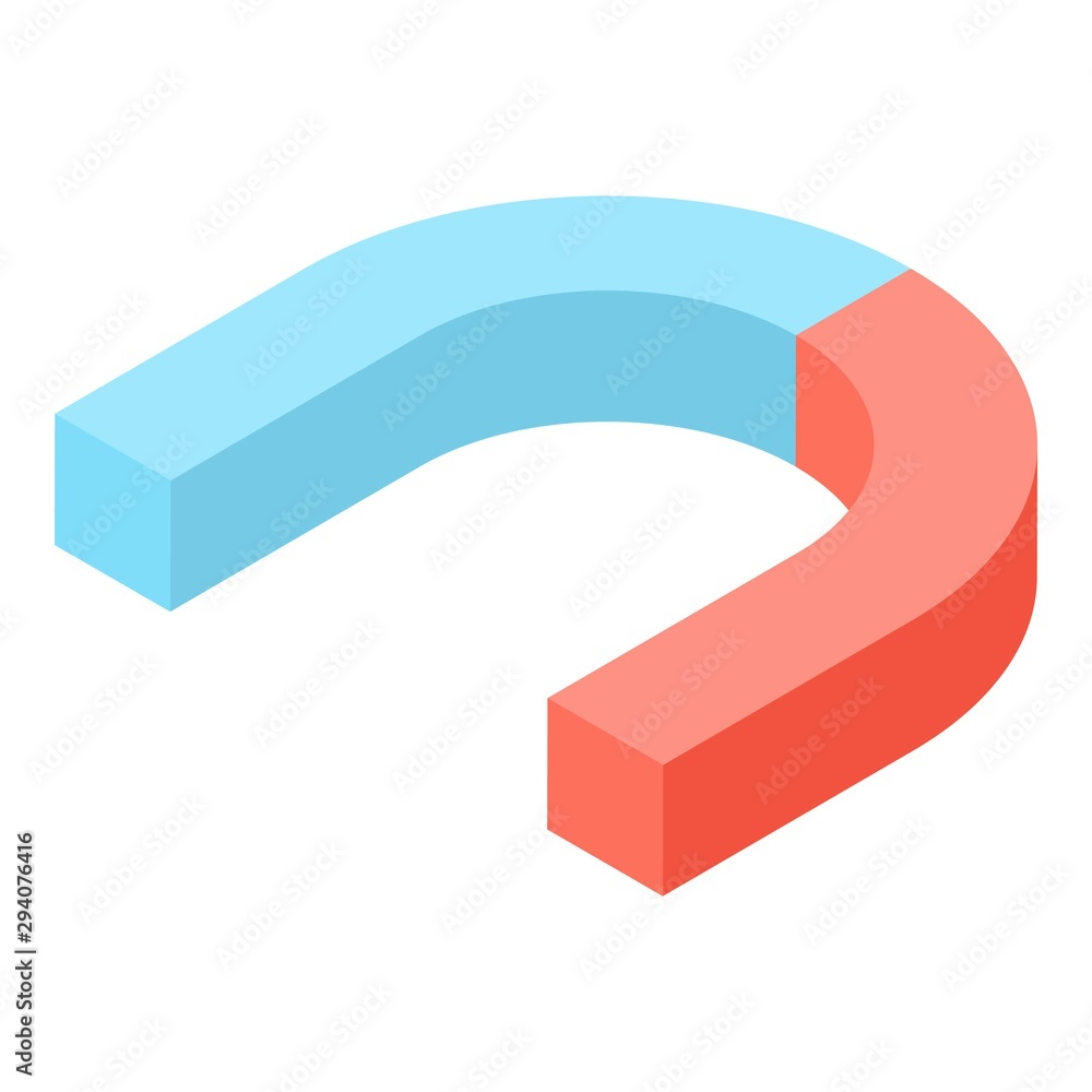 Magnet icon. Isometric of magnet vector icon for web design isolated on white background Magnet icon. Isometric of magnet vector icon for web design isolated on white background
