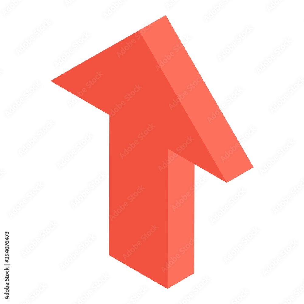 Red arrow up icon. Isometric of red arrow up vector icon for web design isolated on white background Red arrow up icon. Isometric of red arrow up vector icon for web design isolated on white background