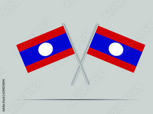 Free Download Laos National flag on two flagpole, isolated on background. Good for map, placement your business. original color and proportion. vector illustration,countries set. - GFXLoad