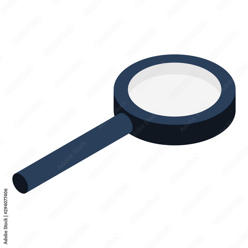 Black magnify glass icon. Isometric of black magnify glass vector icon for web design isolated on white background Black magnify glass icon. Isometric of black magnify glass vector icon for web design isolated on white background