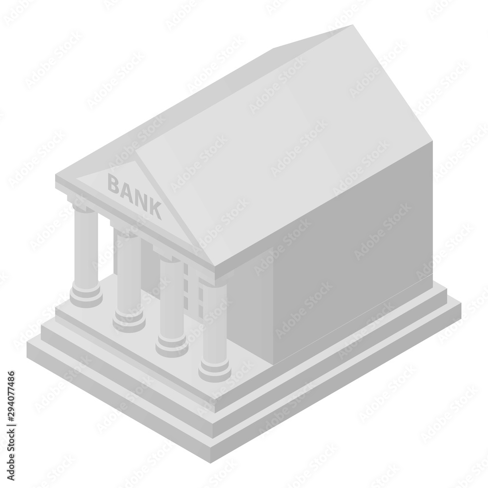 Bank building icon. Isometric of bank building vector icon for web design isolated on white background Bank building icon. Isometric of bank building vector icon for web design isolated on white background