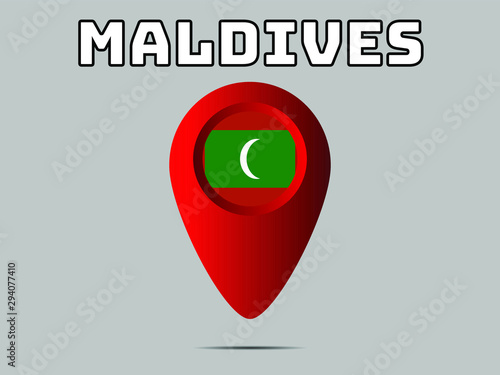 Maldives National flag,  geolocation, geotag pin, element. Good for map, place, placement your business. original color and proportion. vector illustration,countries set.