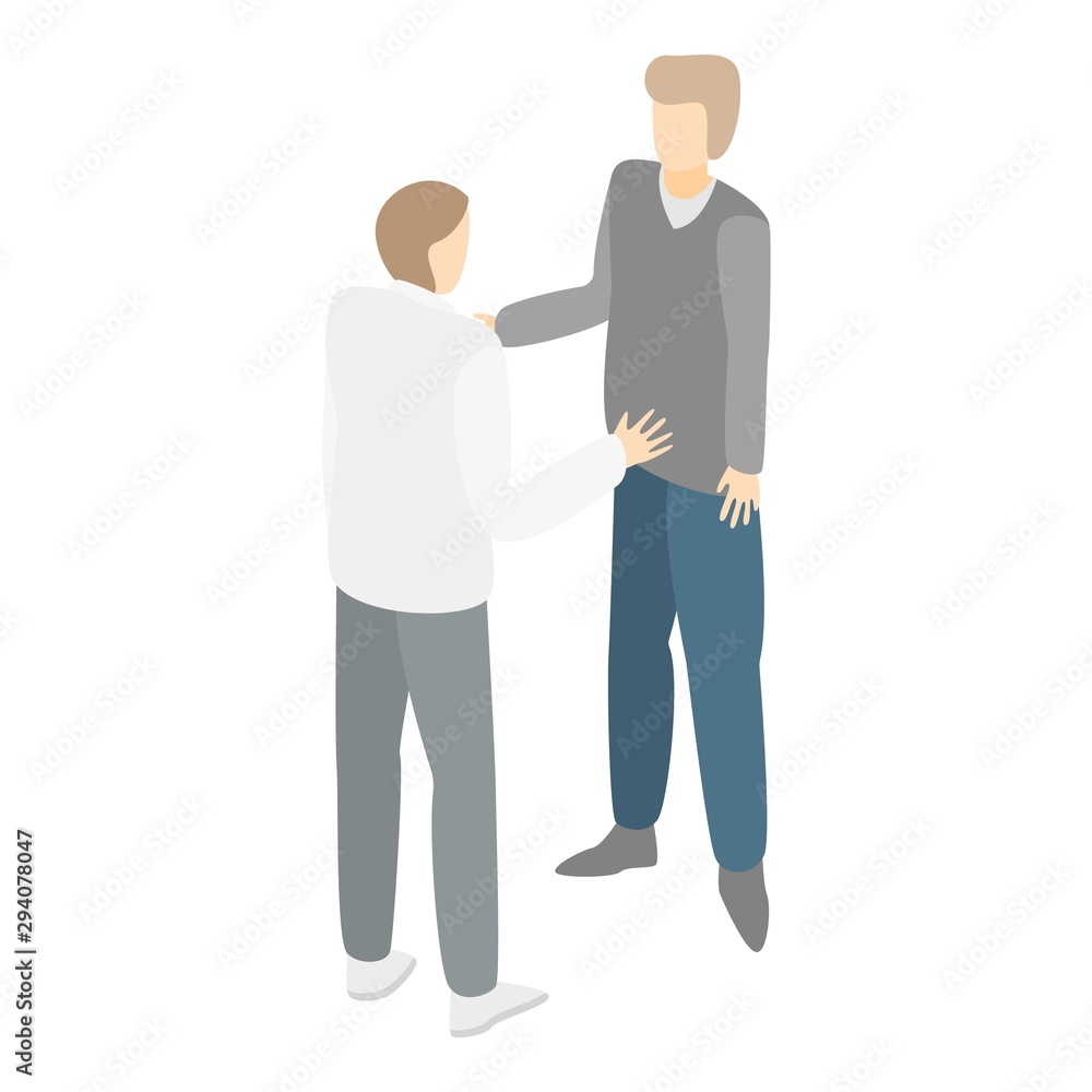 Friends meeting icon. Isometric of friends meeting vector icon for web design isolated on white background Friends meeting icon. Isometric of friends meeting vector icon for web design isolated on white background