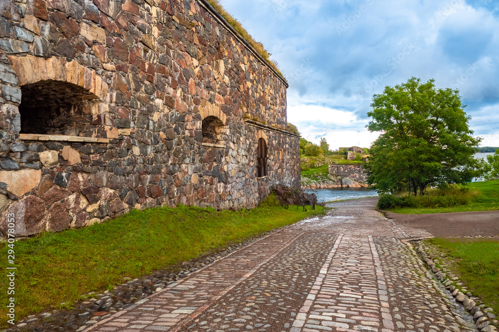 Helsinki. Finland. Stone walls of the fortress of Sveaborg. Suomenlinna Fortress. Travelling to Helsinki. An ancient fortress in Scandinavia. Sightseeing In Helsinki.