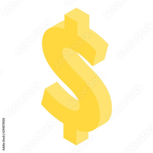 Gold dollar sign icon. Isometric of gold dollar sign vector icon for web design isolated on white background