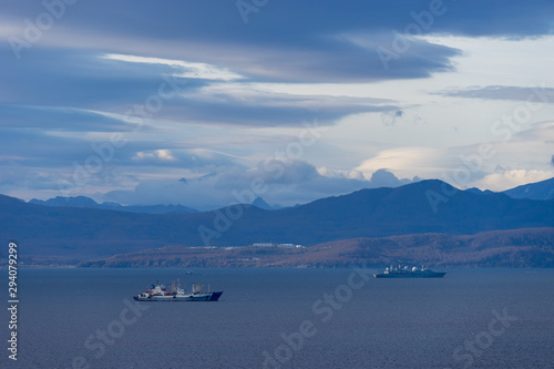 Seascape with a view of Avacha Bay. Petropavlovsk