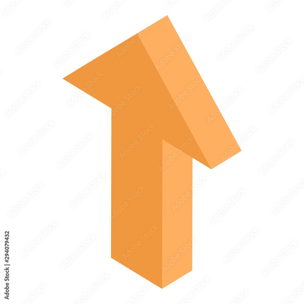 Orange arrow up icon. Isometric of orange arrow up vector icon for web design isolated on white background Orange arrow up icon. Isometric of orange arrow up vector icon for web design isolated on white background