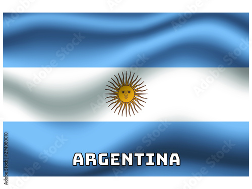 Argentina Waving national flag with name of country, for background. original colors and proportion. Vector illustration symbol and element, from countries set