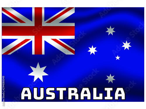 Wallpaper Mural Australia Waving national flag with name of country, for background. original colors and proportion. Vector illustration symbol and element, from countries set Torontodigital.ca