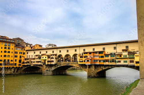 Ponte Vecchio in Florence, Italy. Ancient Bridge over the Arno River in one of Tuscany's biggest Tourist Attractions © Nieuwenkampr