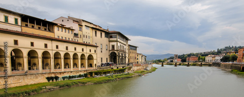 Ponte Vecchio in Florence, Italy. Ancient Bridge over the Arno River in one of Tuscany's biggest Tourist Attractions
