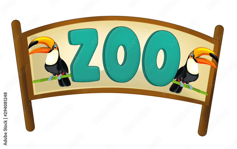 Obraz premium cartoon scene with wooden sign entrance with sign on white background illustration for children