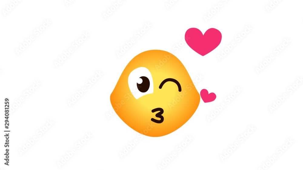 emoji icon love. emoji  face blowing a kiss, alpha channel looped