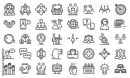Advice icons set. Outline set of advice vector icons for web design isolated on white background photo