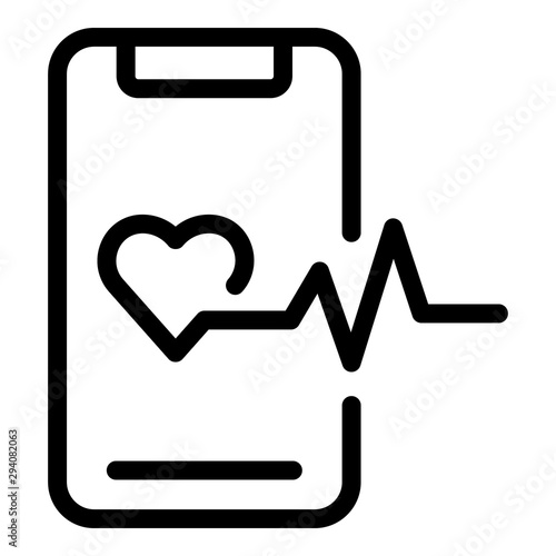 Smartphone heart monitoring icon. Outline smartphone heart monitoring vector icon for web design isolated on white background