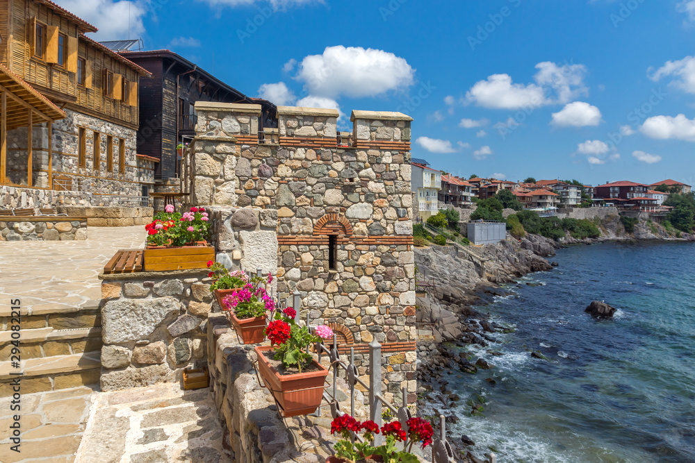 Ancient fortifications in old town of Sozopol, Bulgaria