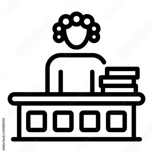 Judge in a wig icon. Outline judge in a wig vector icon for web design isolated on white background