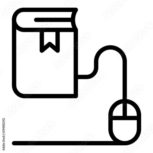 Book and computer mouse icon. Outline book and computer mouse vector icon for web design isolated on white background