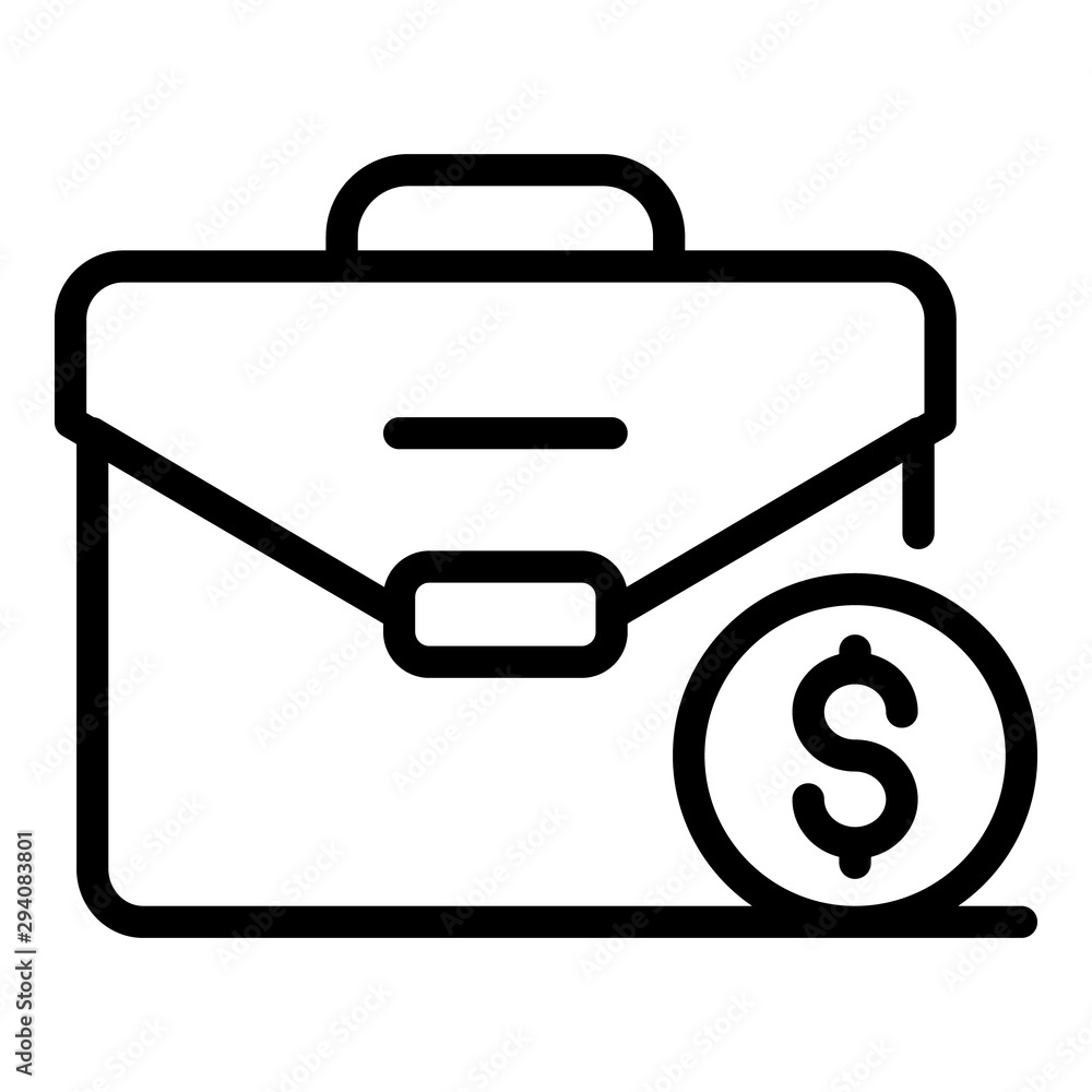 Suitcase with money icon. Outline suitcase with money vector icon for web design isolated on white background Suitcase with money icon. Outline suitcase with money vector icon for web design isolated on white background