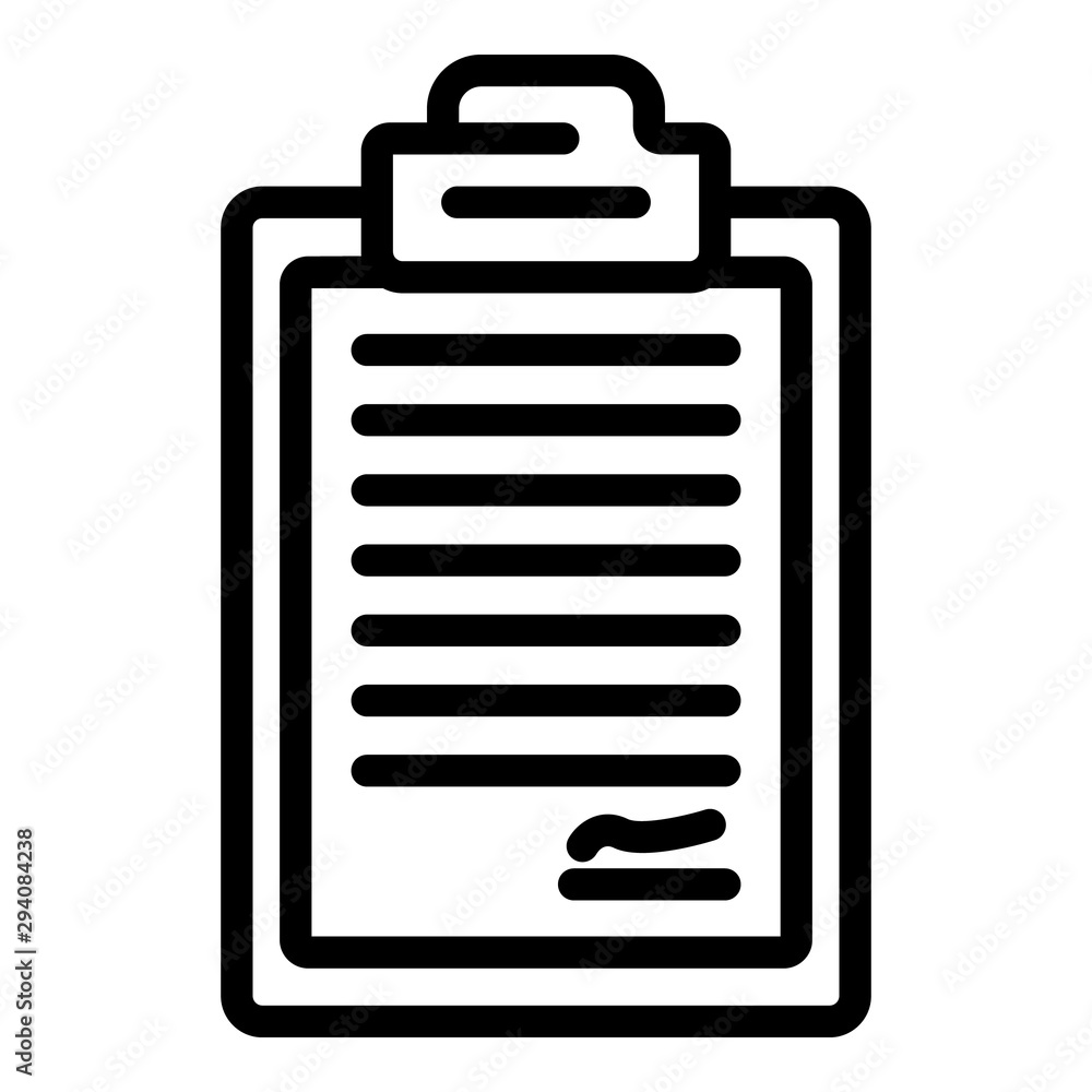 Contract icon. Outline contract vector icon for web design isolated on white background