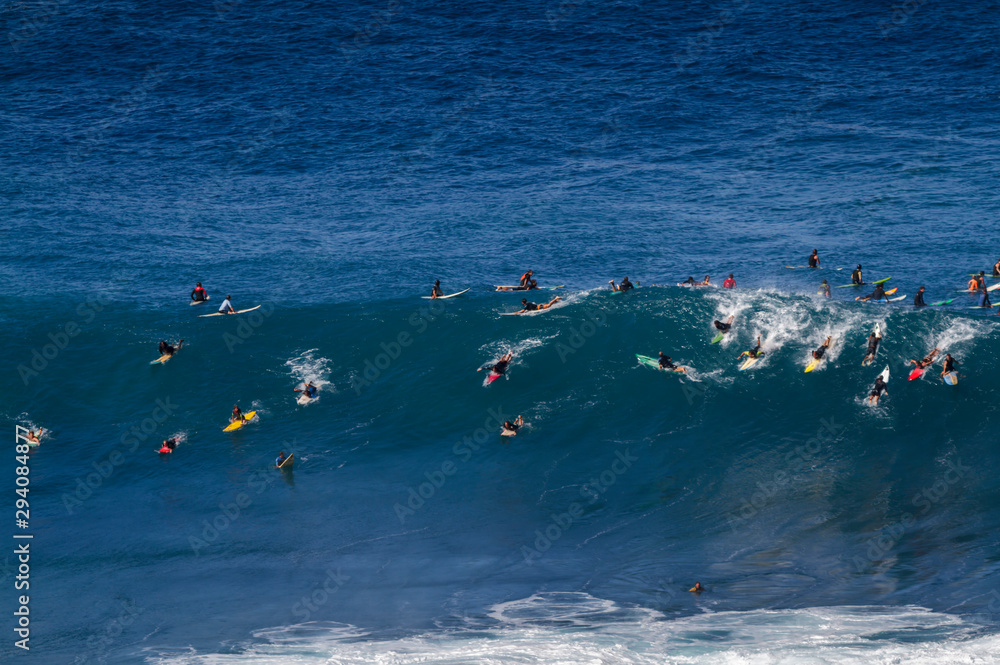 The Surf Crowd at Waimea bay Oahu Hawaii