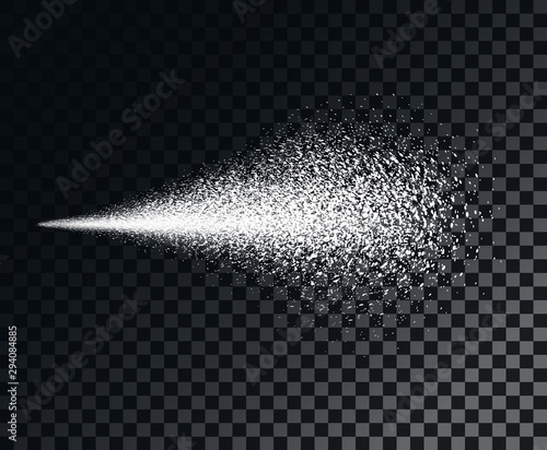 Vector spray, large flow. Graffiti paint. Fire extinguisher foam. Cosmetic moisturizer. Isolated background.