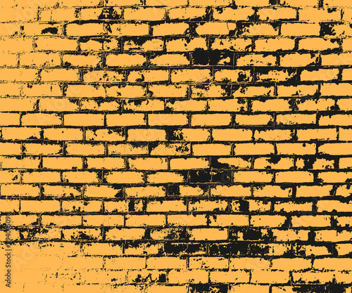 Silhouette of an old brick wall, silhouette, sketch. Vector illustration template. Isolated background. Possibility of overlay.