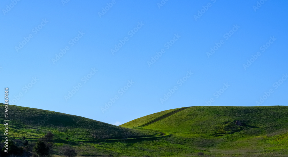 Landscape with hiking trails and clear sky