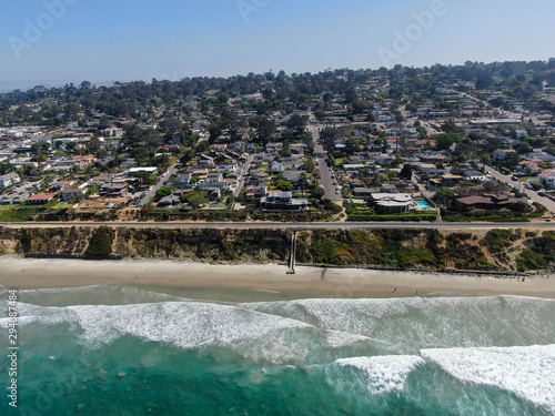 Aerial view of Del Mar coastline and beach