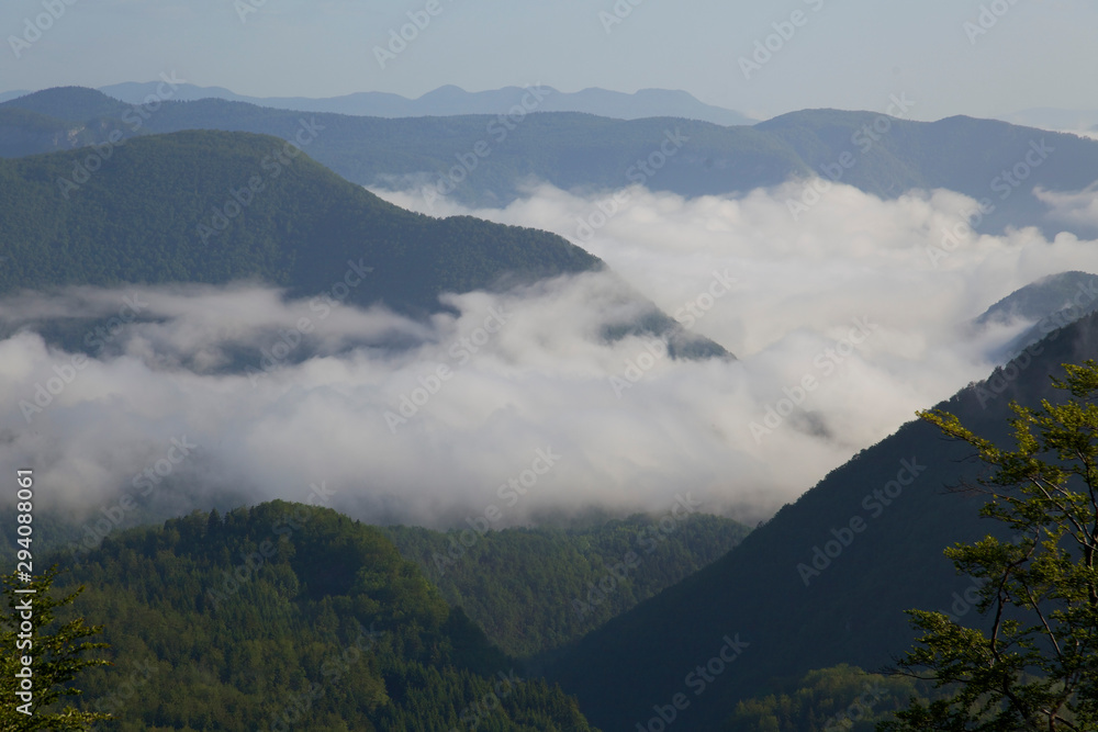 Sea of clouds in the mountains of Croatia
