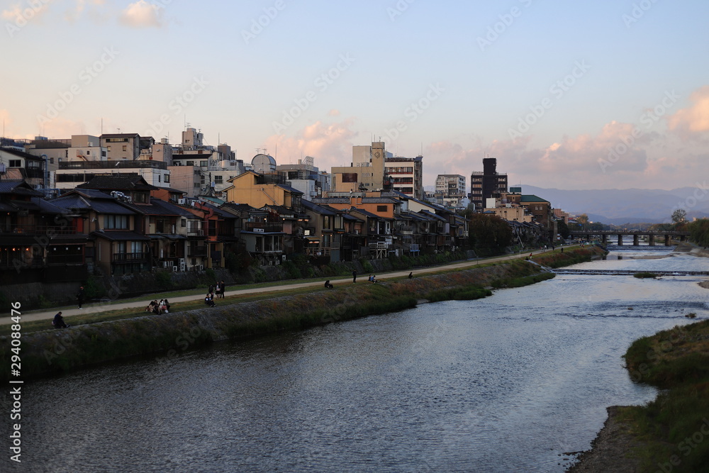 KAMO-GAWA RIVER IN KYOTO, JAPAN