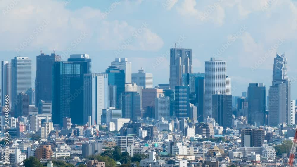 東京　高層ビル群　タイムラプス