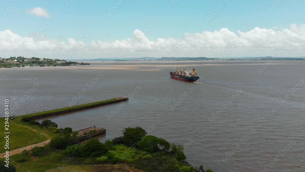 Ship, Barge, Tanker, Boat, Pier, Guaiba River (Porto Alegre, Brazil) aerial view Ship, Barge, Tanker, Boat, Pier, Guaiba River (Porto Alegre, Brazil) aerial view